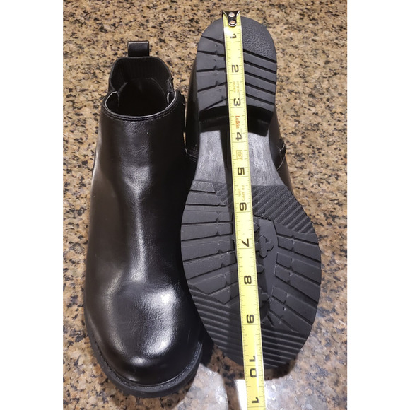 Bacia Black Ankle Boots – Size 8, Block Heel Zip Closure Minimalist Grunge Style - Picture 6 of 11